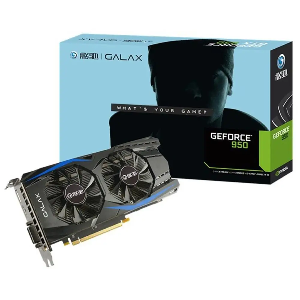 Мультимедийная Игровая видеокарта GTX950 с охлаждающим вентилятором портом HDMI VGA и