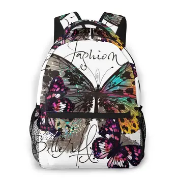 

Fashion Colorful Butterflies Illustration Casual Daypack Travel School Bag with Pockets for Women College