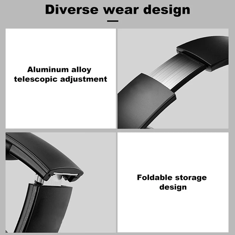 KD71 Bluetooth 5 0 Headphones LED Light Wireless Stereo Bass Headsets HIFI Fordable Earphones With Mic Support TF Card FM Radio