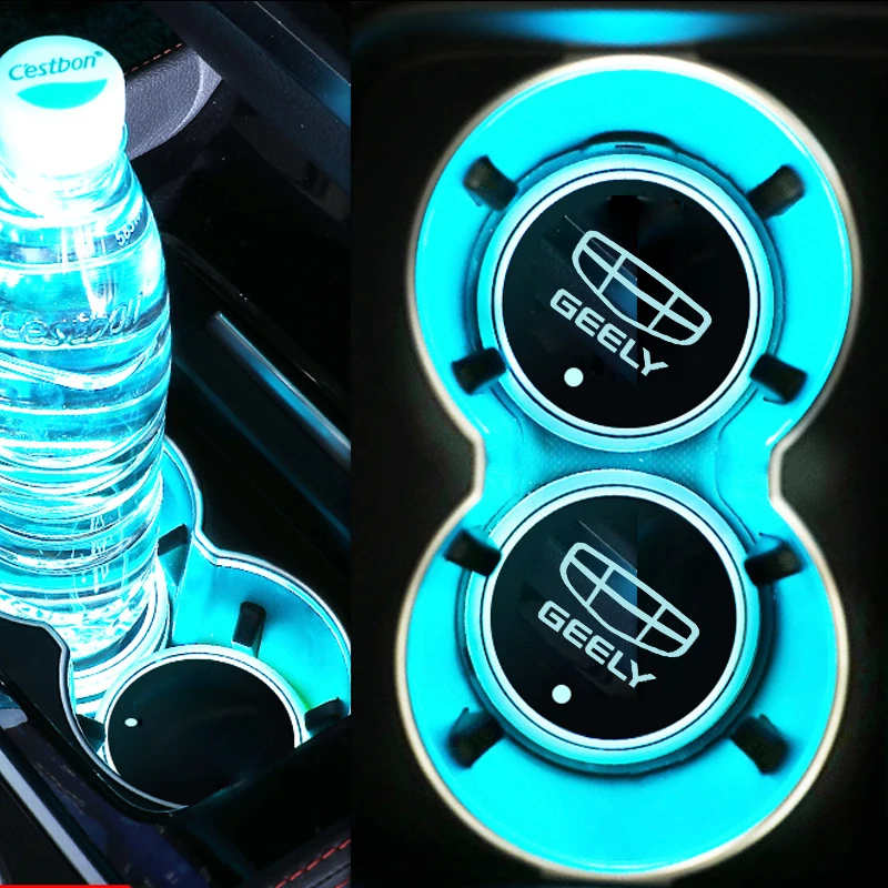 Led water coaster glass atmosphere light Sticker for geely atlas coolray mk cross emgrand GS GL styling accessories | Автомобили и