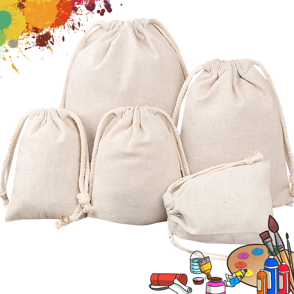

blank cotton bag linen drawstring bag gift bag storage bag jewellery bag cosmetic bag custom bags coin pouch DIY bags