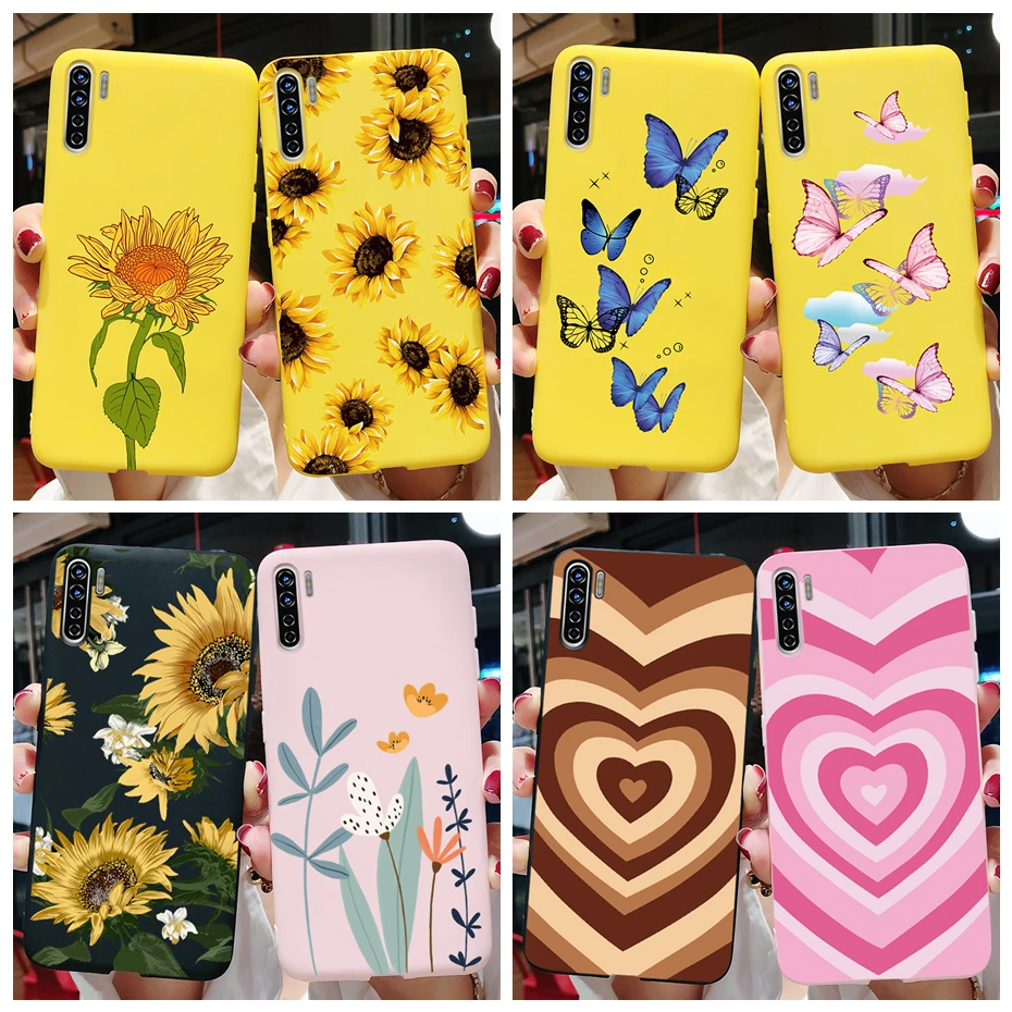 For Oppo A91 Case OPPOA91 Cute Daisy Flower Candy Silicone Soft Phone Cover for OPPO F15 Reno 3 A 91 PCPM00 Bumper 6.4 inch | Мобильные
