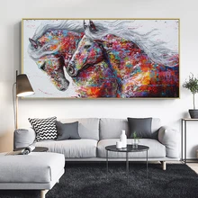 Бескорыстное Животное Искусство два бегущих холст с изображением лошадей настенная живопись картины для гостиной Современное абстрактное искусство, принты плакаты