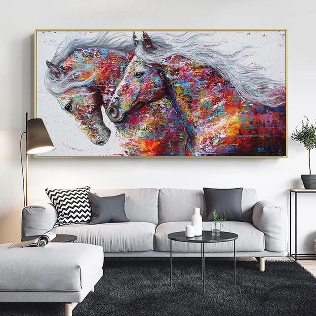 SELFLESSLY Animal Art Two Running Horses Canvas Painting Wall Art Pictures For Living Room Modern Abstract SELFLESSLY Animal Art Two Running Horses Canvas Painting Wall Art Pictures For Living Room Modern Abstract Art Prints Posters