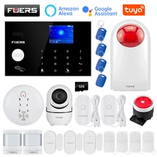 Fuers kit de alarme sem fio 4g wifi gsm tuya casa inteligente sistemas alarme segurança 433mhz apps controle lcd teclado toque 11 idiomas