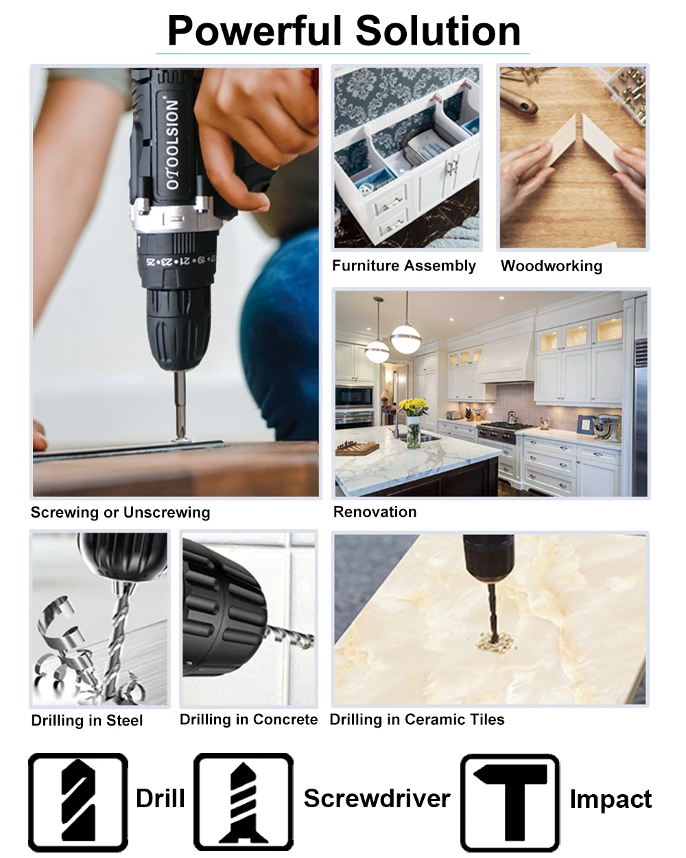 25V Impact Electric Screwdriver Lithium Battery Electric Hammer Drill Electric Drill Impact Screwdriver Power Tools For Home DIY (1)