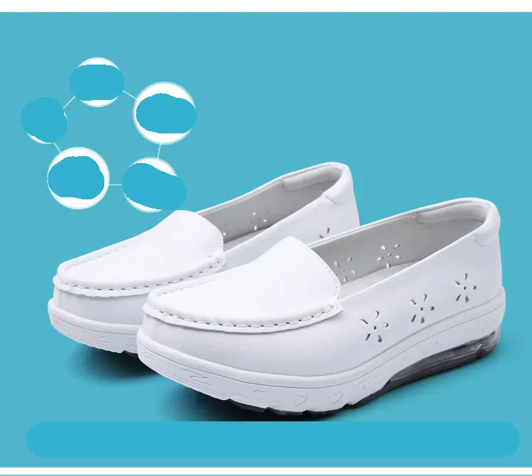 Women's shoes Cotton nurse shoes women casual soft sole summer white wedge leather mother shoes air cushion sole