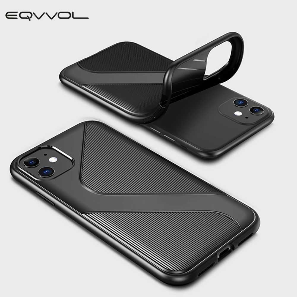 Eqvvol силиконовый чехол из углеродного волокна для iPhone 11 Pro MAX X XS XR ударопрочный 10 7 8