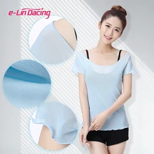 

Short Sleeve Dance Jacket Ballet Dance Smock Blouse Women Classical Dance Costume Ballerina Elastic Mesh Top Yoga Running Smock