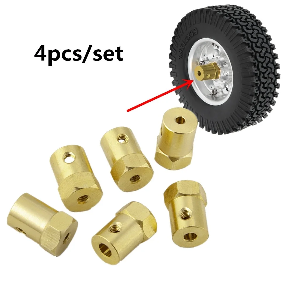 AXSPEED 4PCS 12mm 휠 육각 커플 링 커플러 황동 슬리브 어댑터 타이어 커넥터 3/4/5/6/7/8/mm RC 보트 자동차 예비 부품