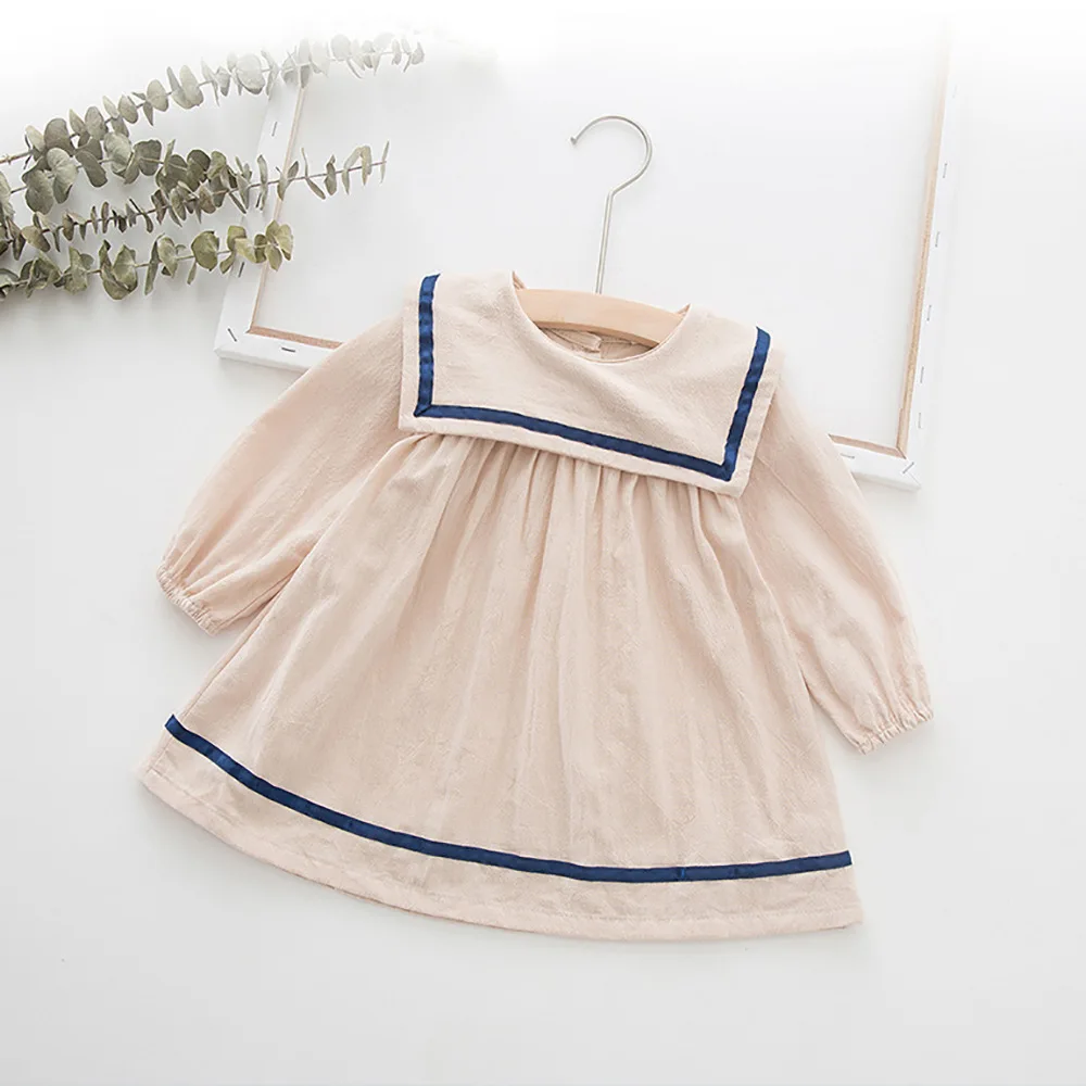 Sodawn/ осенний Стиль Одежда для девочек модное платье с принтом с длинными рукавами, с круглым вырезом Платье с бантом детская одежда Платье для маленьких девочек - Цвет: white
