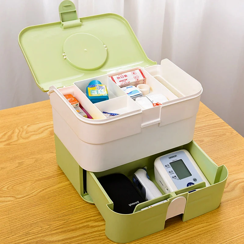 Plastic First Aid Storage Box Container Bin With Removable Tray And  Portable Handle Family Emergency Medicine Kit Case Organizer - Storage Boxes  & Bins - AliExpress