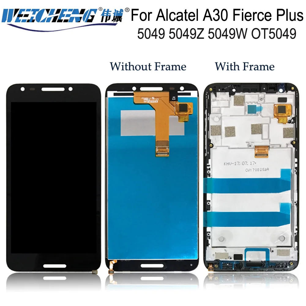 Для Alcatel A30 Fierce Plus 5049 5049Z 5049W OT5049 ЖК-экран + сенсорный датчик в сборе с рамкой для OT LCD
