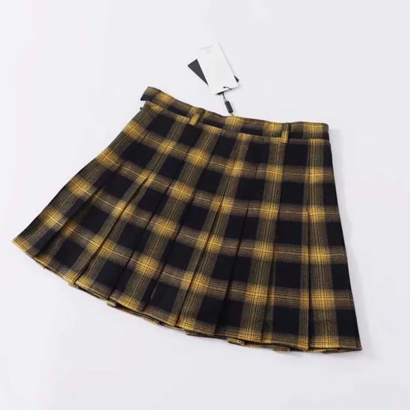 Харадзюку Опрятный Стиль клетчатые юбки женские модные милые Юбки Высокая талия плиссированные короткие юбки