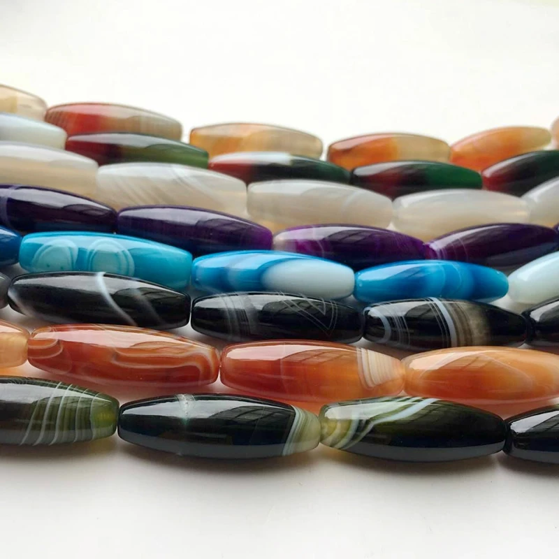 

Free Shipping 10X30mm Natural Agates Beads for Jewelry Making Measle Botswana DIY Christmas Jewelry 15"