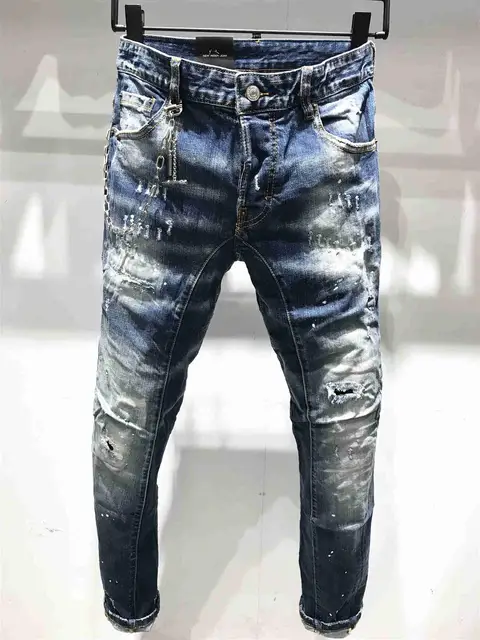 NEW Men Jeans Ripped for Men Skinny DSQ Jeans Pants Men Jeans Zipper  Outwear Man Pants - AliExpress Men's Clothing