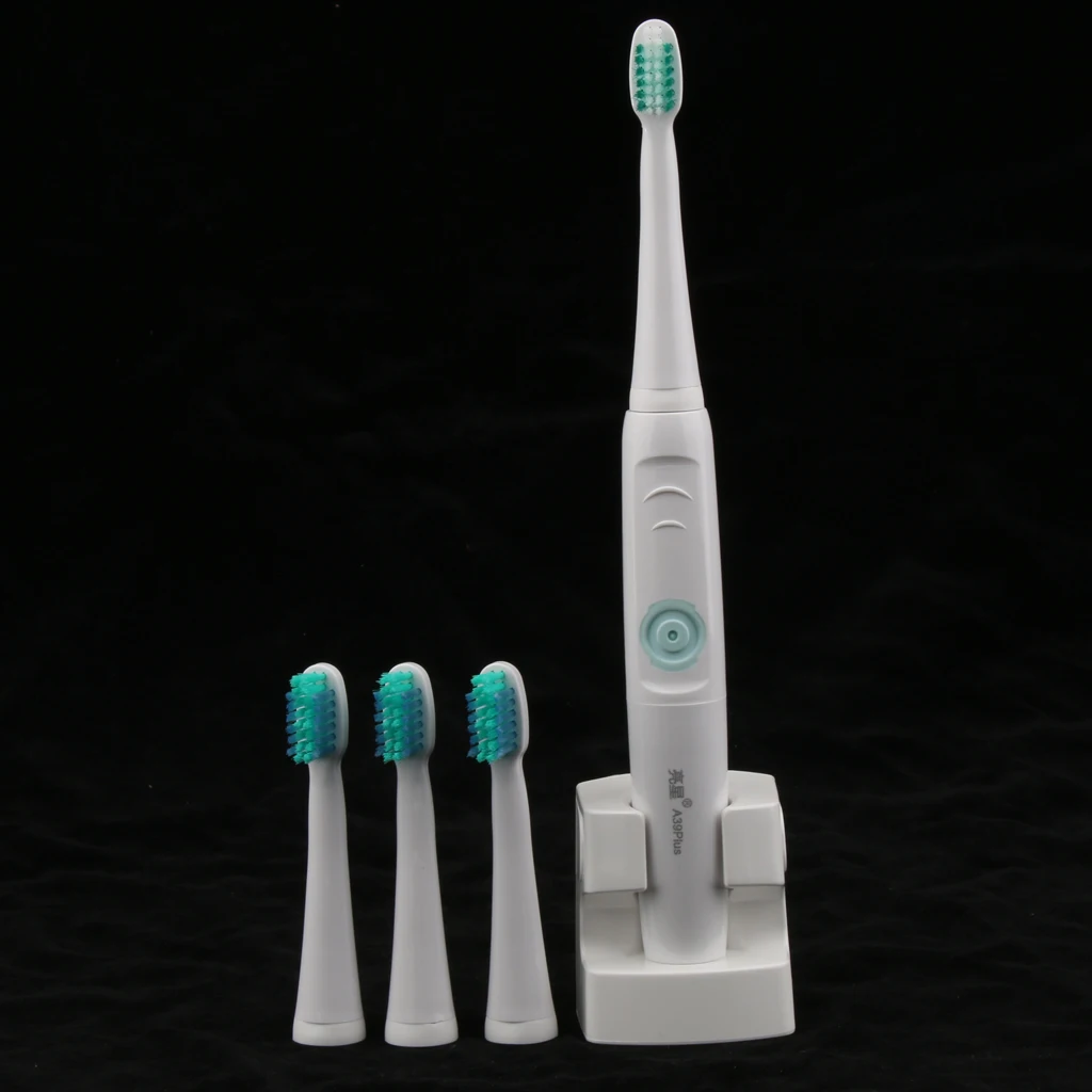 Rechargeable Power Electric Toothbrush Waterproof with 3 Replacement Brush Heads for Teeth Massage US Plug
