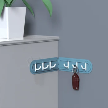 

5pcs Foldable Corner 6 Hook Key Bag Clothes Holder Home Organization and Storage Hooks for Wall Bathroom Accessories