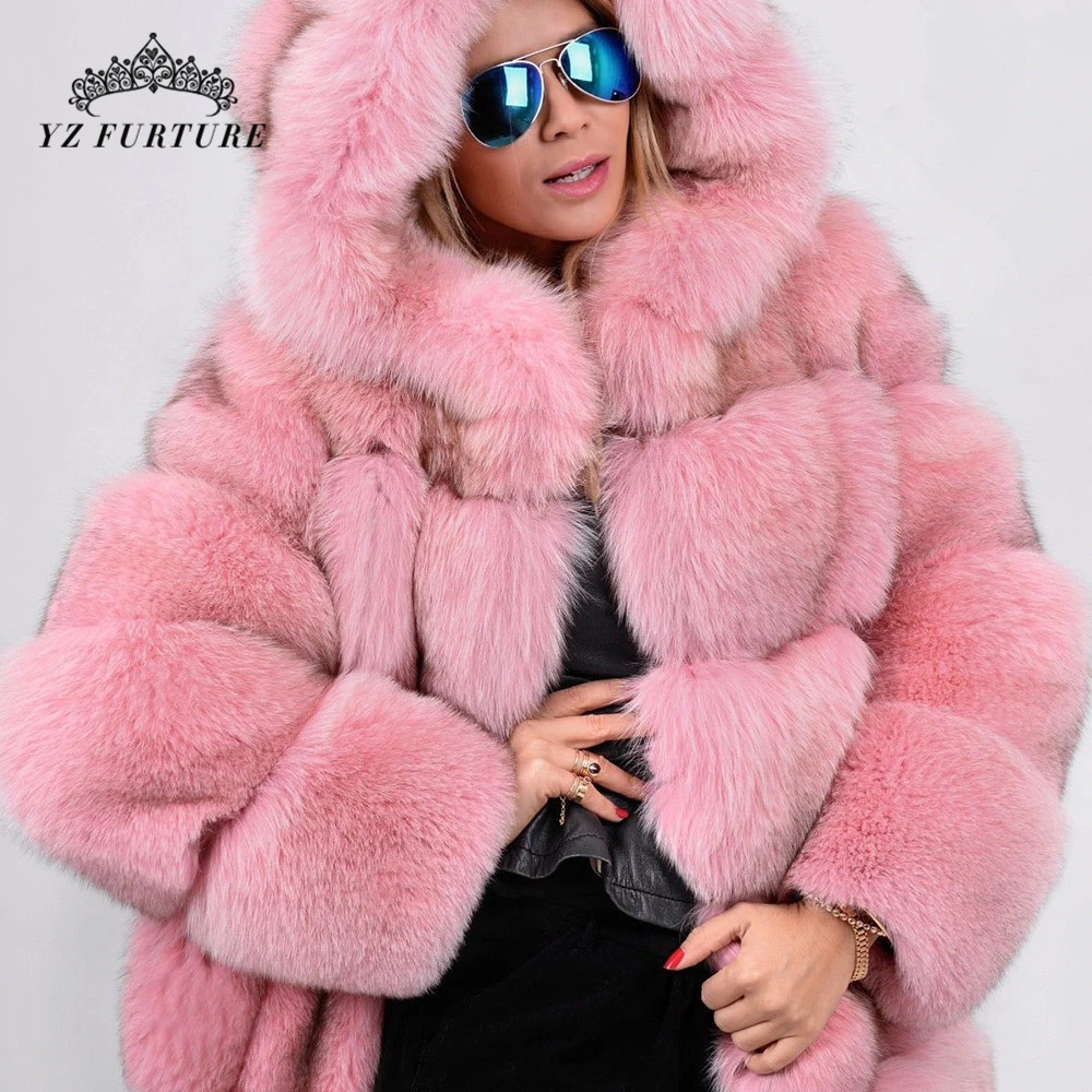 

Natural fox fur jackets coats Women Warm Real Fox Fur Coat Hood Winter Fur Jacket Outerwear Natural Blue Fox Fur Coats Lady