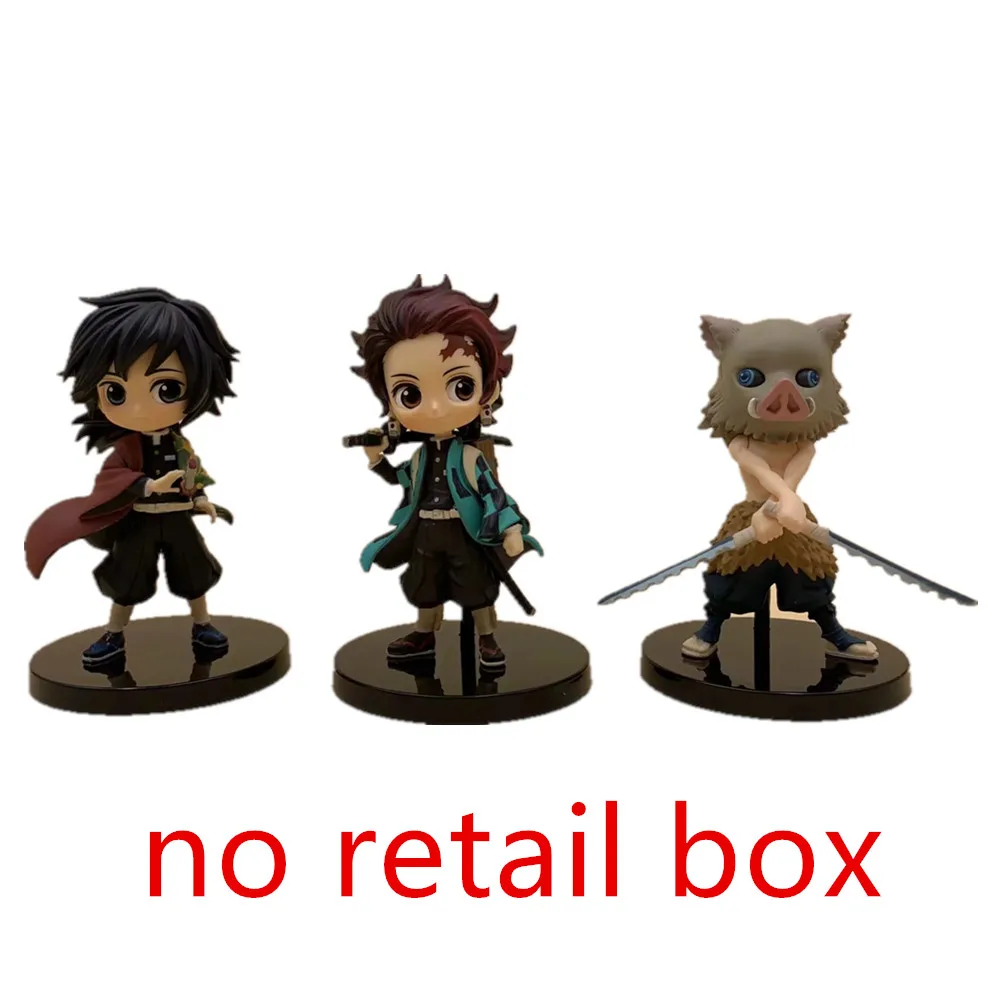 Kimetsu no Yaiba Nezuko Tanjirou Zenitsu Giyuu Inosuke PVC Action Figure Q.ver Anime Demon Slayer Figurine Toys 3pcs/set