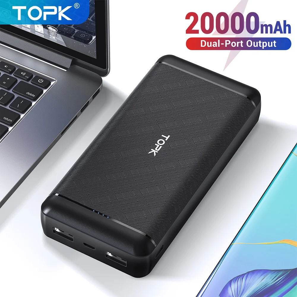 TOPK power Bank 20000 мАч портативное зарядное устройство Внешний аккумулятор быстрая