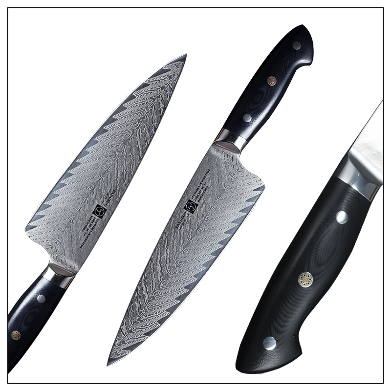 Fangzuo Damascus Knife 8" Handmade Professional Chef Knife Vg10 Steel