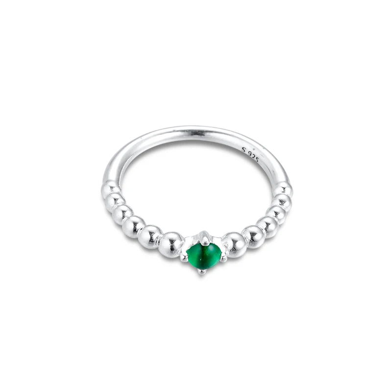 

Зеленые кольца с бусинами из тропического леса 100% Аутентичные 925 пробы-серебро-ювелирные изделия Бесплатная доставка