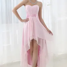 Модное ТРАПЕЦИЕВИДНОЕ розовое спереди короткое сзади длинное Выпускное Платье вечерние платья с поясом на шнуровке