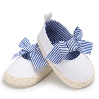 

Cute Baby Girls Princess Shoes Kids Girls Striped Big Bow First Walkers Soft Soled Anti-Slip Shoes