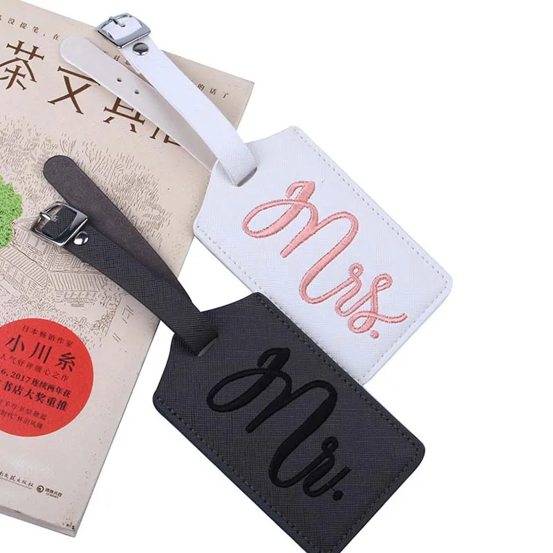 Luggage Tag Fashion Mr&Mrs Suitcase Embroidery Luggage Tags Bag Pendant Travel Accessories Name ID Address Wedding VIP Invitation Label