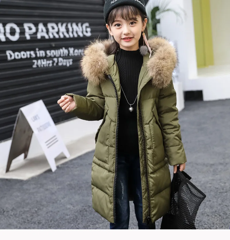 Стиль, Детский пуховик, утепленная детская одежда средней длины с капюшоном в Корейском стиле для девочек, зимняя утепленная одежда