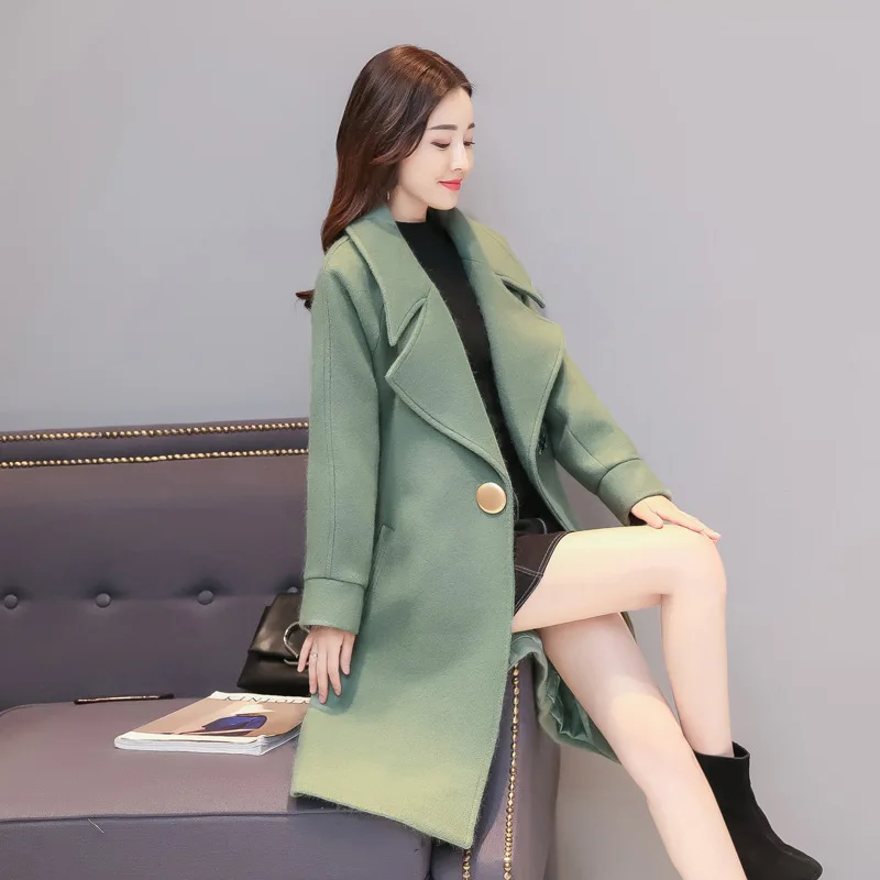 

2017 Winter New Style WOMEN'S Dress Korean-style Versatile Slim Fit Slimming Thick Mid-length Woolen Coat