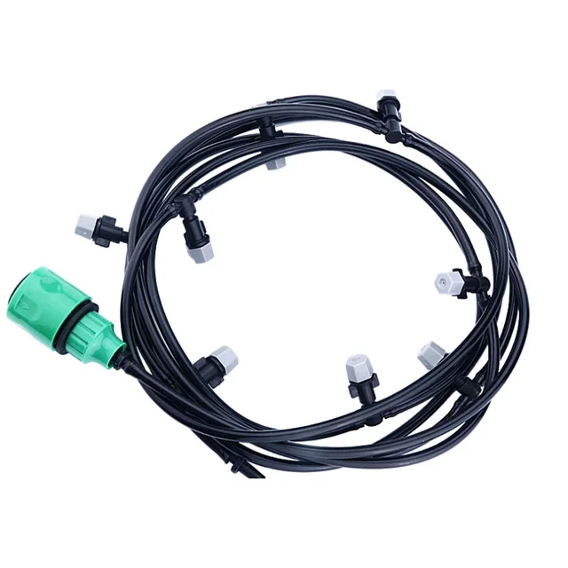 1 Kit Ködöntő Öntözőrendszer Hordozható Hűtés Automatikus Víz Fúvóka 10M Pvc Tömlő Spray -Fej 4/7 Mm -Es Póló Csatlakozó - Image 2