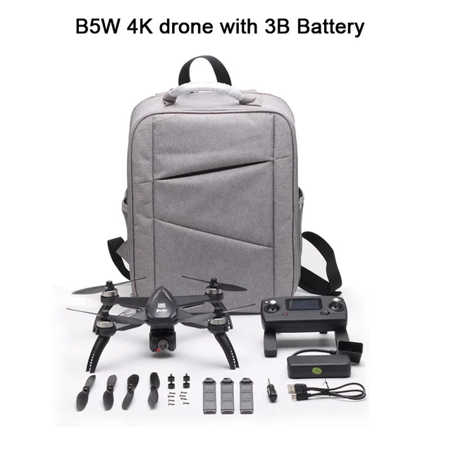 MJX Bugs B5W gps бесщеточный RC Квадрокоптер с 5G 4K Wifi FPV камерой HD - Цвет: B5W Black 4K 3B Bag