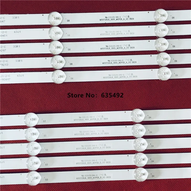 10PCS LED 백라이트 스트립 10 램프 L55M5-AZ 55TV MI55T20LB_10X5_MCPCB A B 유형 V2 0710 E331251 L55M5-AD L55M5-AZ