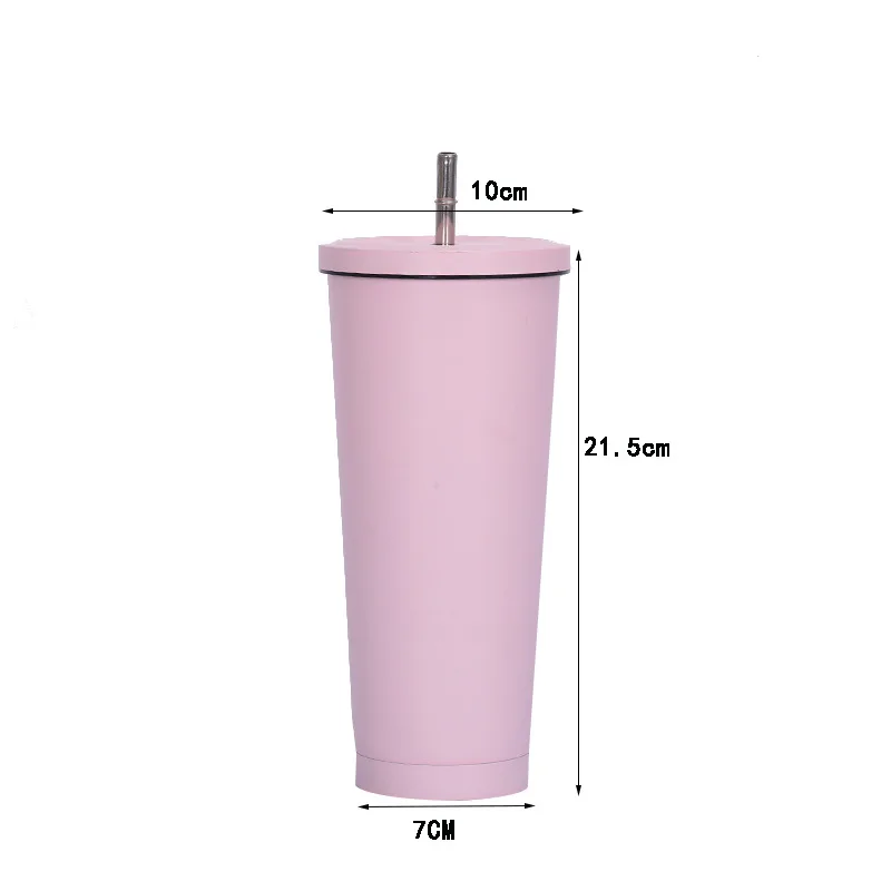 2022 New 750ml Vacuum Cup Stainless Steel Large Capacity Straw Cup Double  Layer Coffee Mug Car Office Water Milk Tea Cups - Mugs - AliExpress