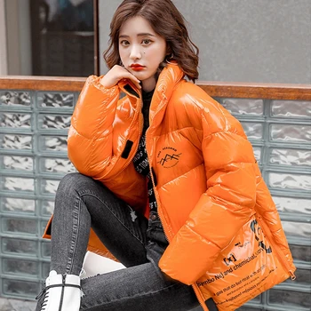 

2020 New Winter Female Glossy Bright Shiny Jacket Coat Women Fashion Jackets Winter Warm Woman Clothing Casual Parkas Oversized
