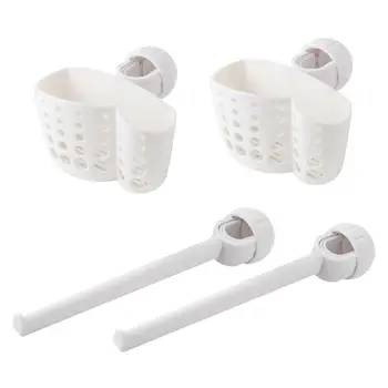 

2 Sets Hanging Basket and Dishcloth Holder Kit Faucet Draining Storage Rack Detachable Sink Organizer (White)