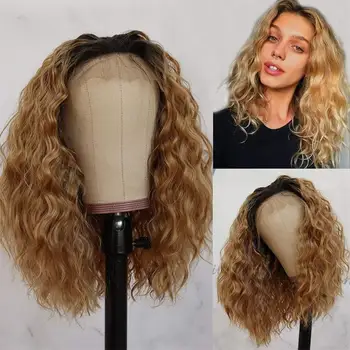 

T1B/27 Ombre Brown Lace Front Human Hair Wigs For Women Brazilian Remy Ocean Wave Pre Plucked 13x4 Lace Wig With Baby Hair SOKU