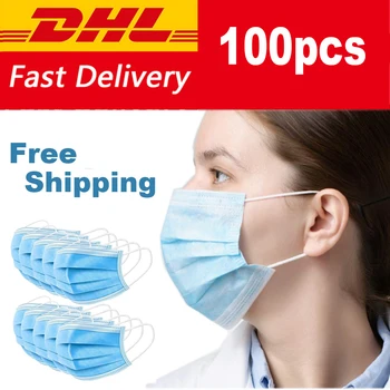

100Pcs Face Mask Disposable Face Masks 3-Ply Safe Mouth Mask Pm2.5 Apply To Adult Dust Filter Masque DHL / EMS Free Shipping #59