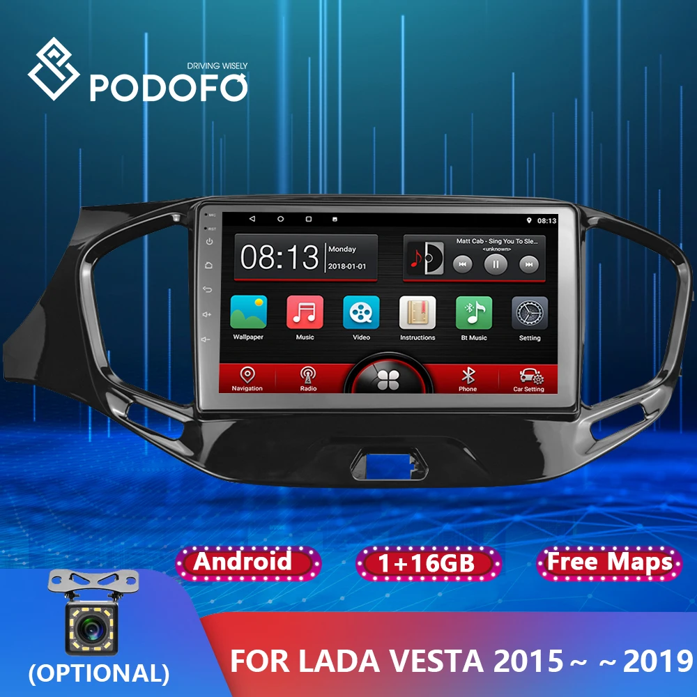 Автомагнитола Podofo для LADA VESTA 2015 2019 мультимедийный видеоплеер с GPS навигацией Авторадио 2din без DVD
