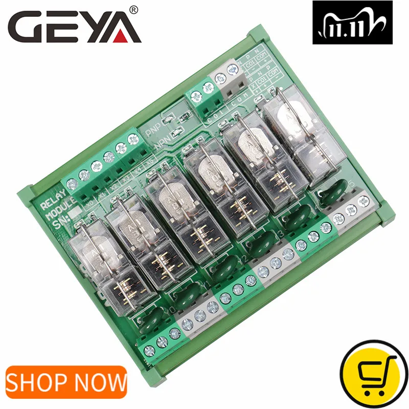 GEYA NG2R 6 канальный Omron релейный модуль 5 в 12 В 24 230 релейная плата PLC управление