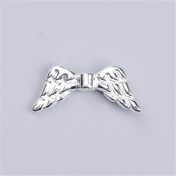 

10 PCs Trendy Spacer Beads Zinc Based Alloy Wing Color For DIY Jewelry Making Findings 19mm x 8mm, Hole: Approx 1.2mm