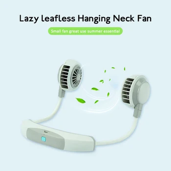 

Mini USB Portable Fan Hands-free Hanging Neck Band Rechargeable Dual Fans Air Cooler Summer Colorful Lights Conditioner No Vane