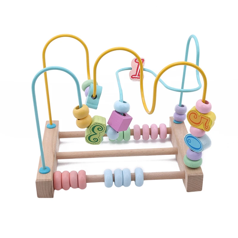 Цветная цифровая игрушка из бисера 1-2-3 лет, головоломка из бисера для детей 6-12 месяцев, лабиринт для мальчиков, американские горки, обучающая деревянная головоломка