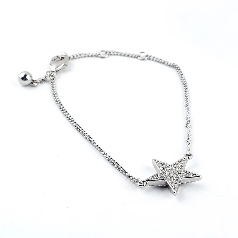 Синий& Прозрачный модный Кристальный браслет с пентаграммой женский Bijoux звеньевая цепочка браслет-Шарм подарок ювелирные изделия - Окраска металла: sl00363c-1