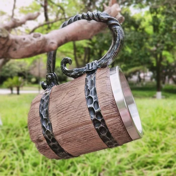 

Wooden Barrel Stainless Steel Resin 3D Beer Mug Goblet Game Tankard Coffee Cup Wine Glass Mugs 450ml Tankard Coffee Cup