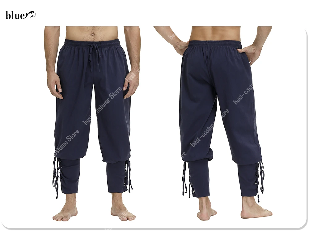 Medieval Pants for Men Pirate Viking Costume Pants Plus Size Trousers Pirate Cosplay Costume With Drawstrings