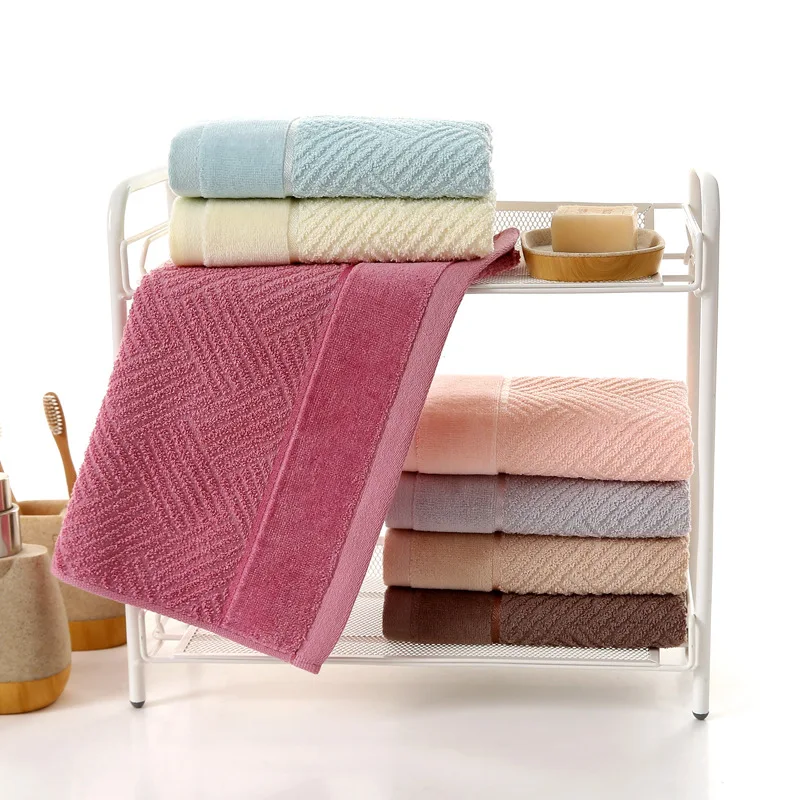 

33*73Cm/Pcs Soft Cotton Absorbent Face Towels Home Solid Washcloth For Adults TJ3769