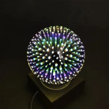 

LED 3d Night Lights Glass Ball USB Table Lamp Stars Dazzle Colour Lampara Lighting Wooden Base Home Bedroom Decoration Kids Gift